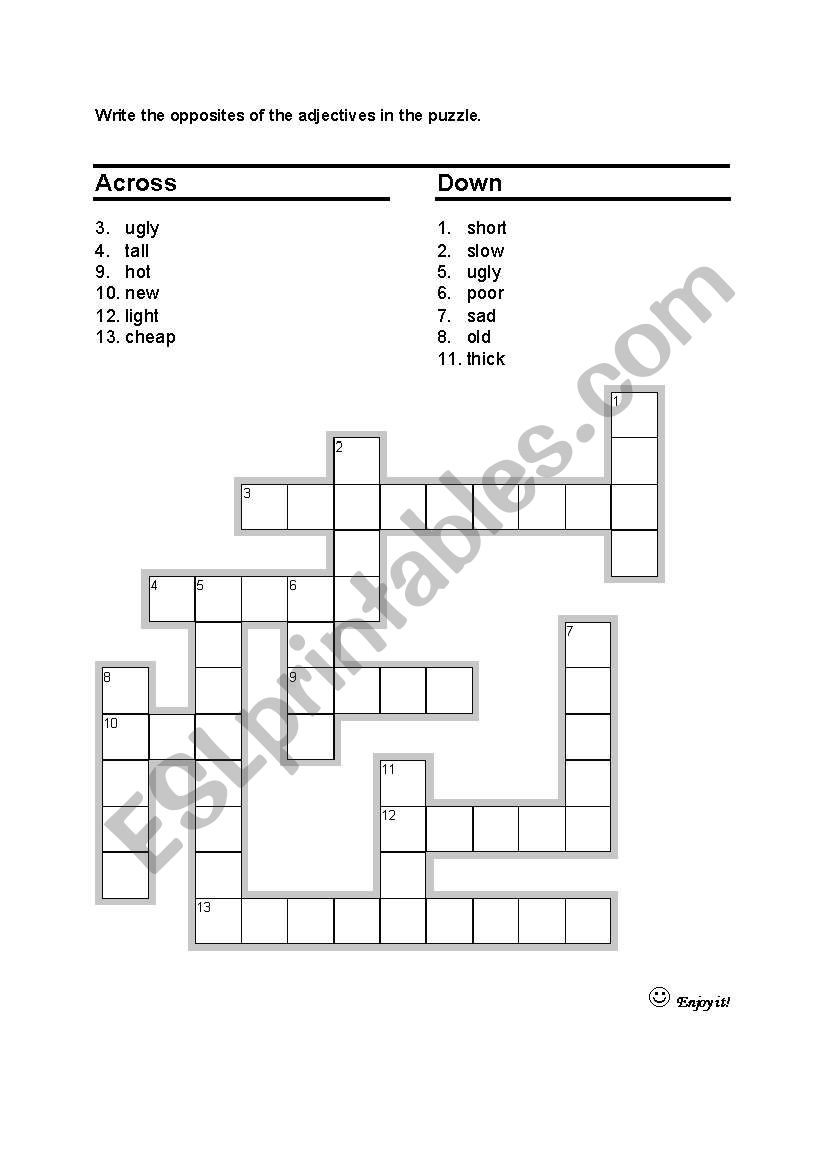 Adjectives Puzzle worksheet