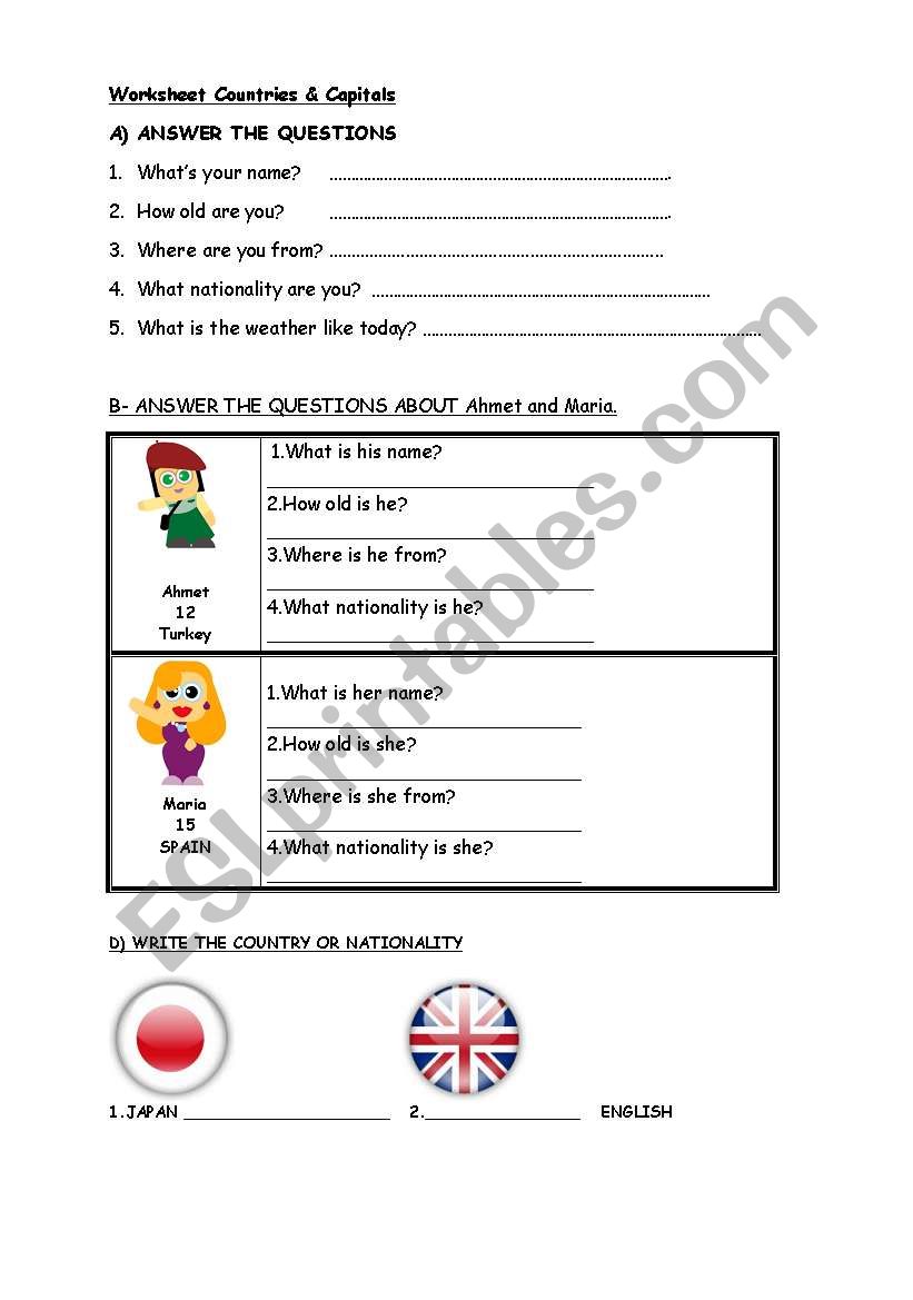 Countries&Capitals worksheet