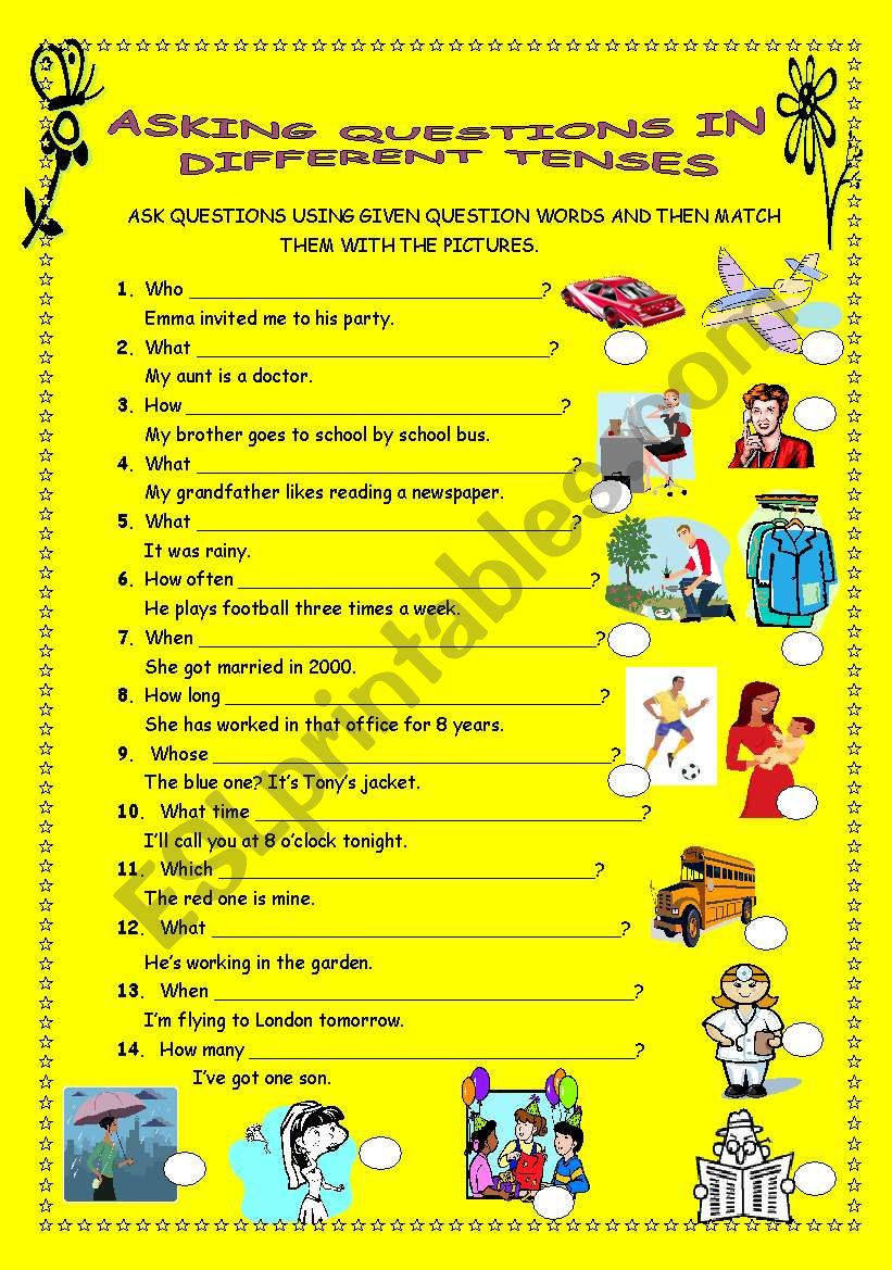 ASKING QUESTIONS IN DIFFERENT TENSES ESL Worksheet By Guveri