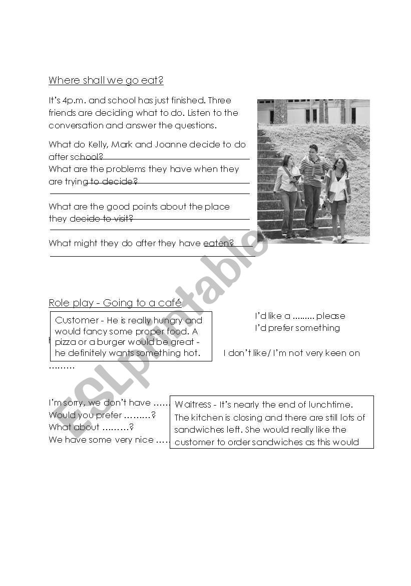 Where shall we go to eat? worksheet