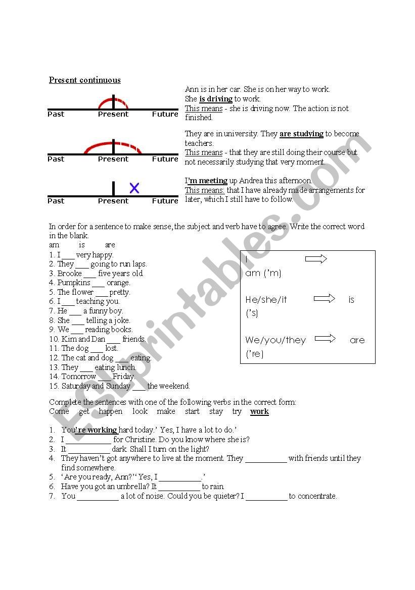 present continuous worksheet