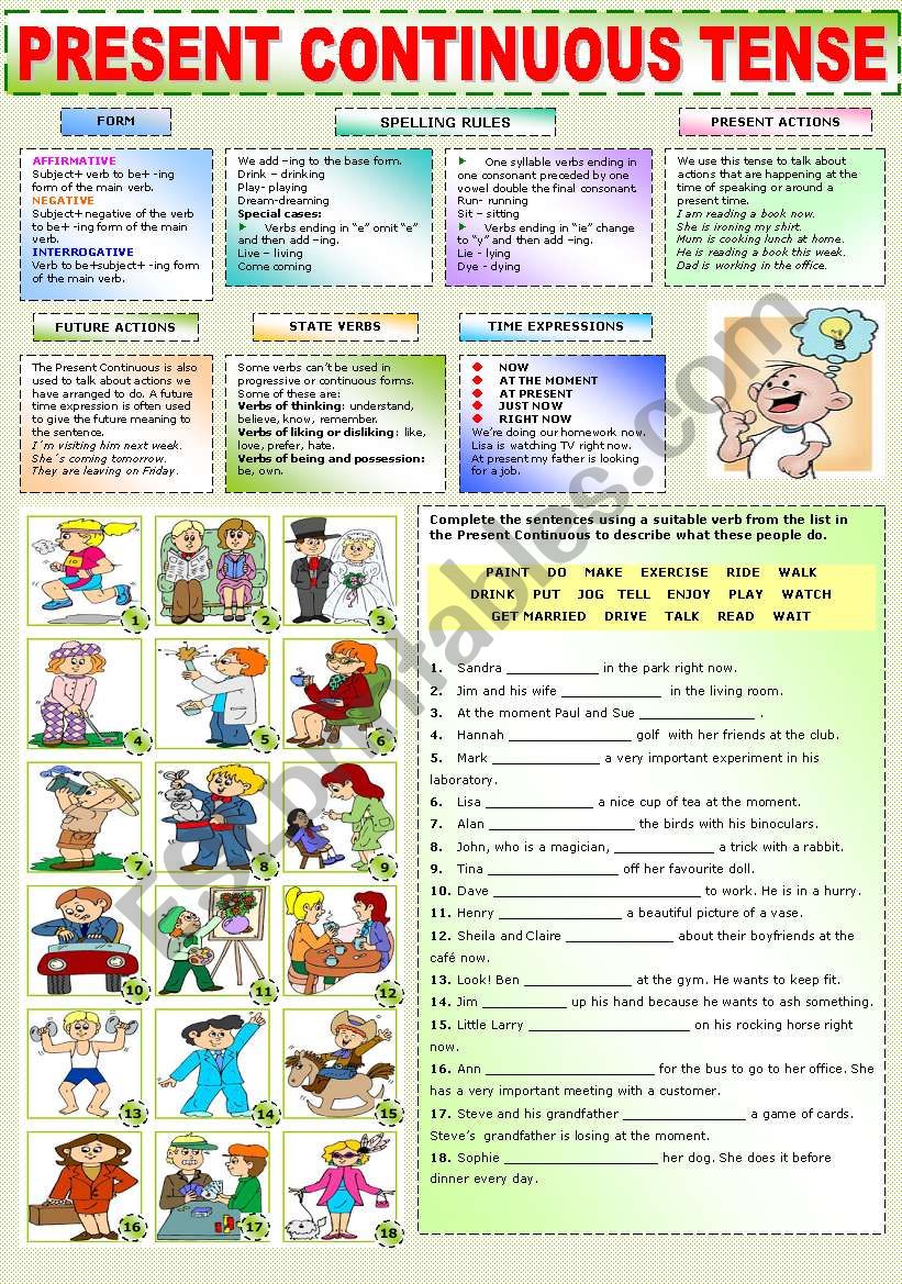THE PRESENT CONTINUOUS TENSE worksheet
