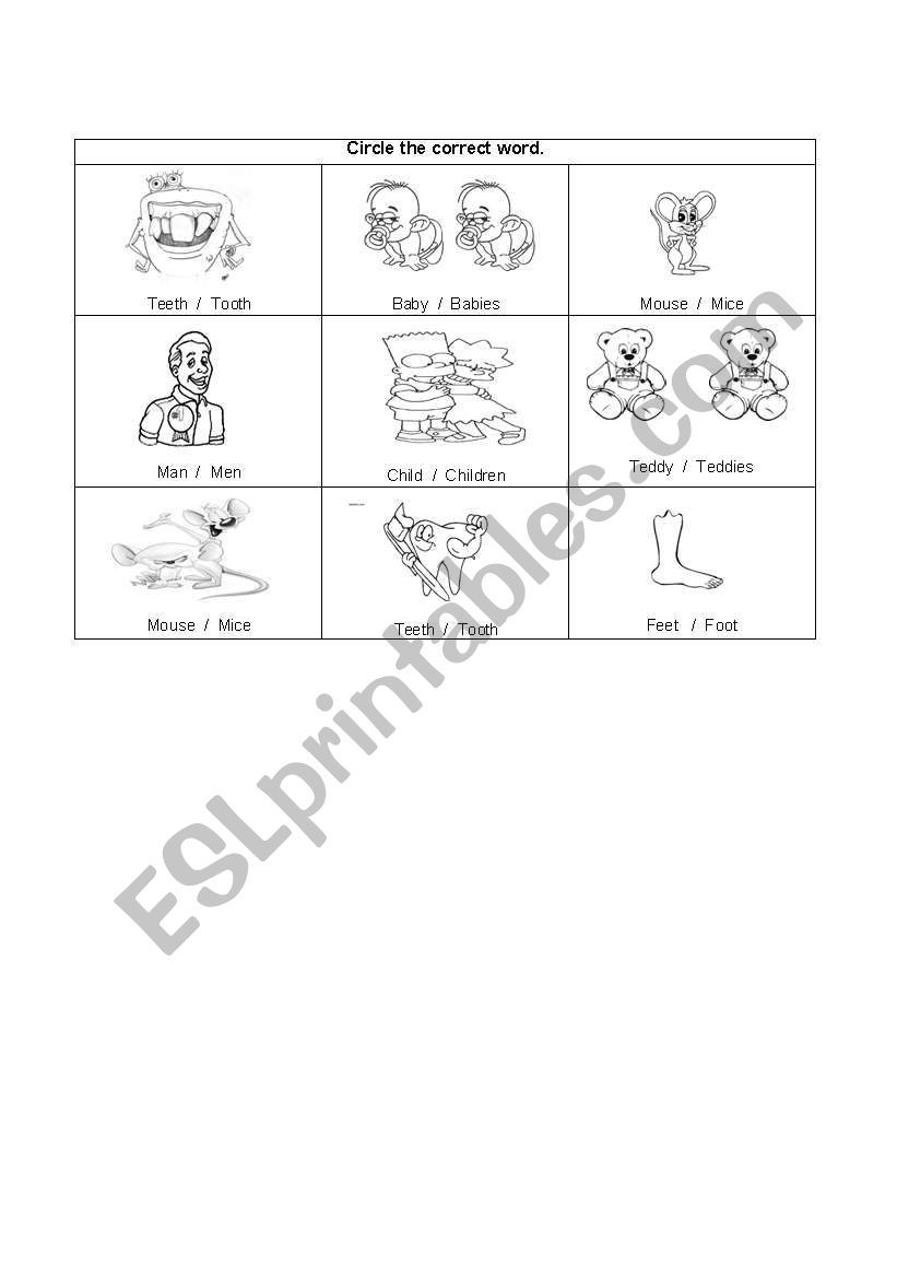 PLURAL worksheet