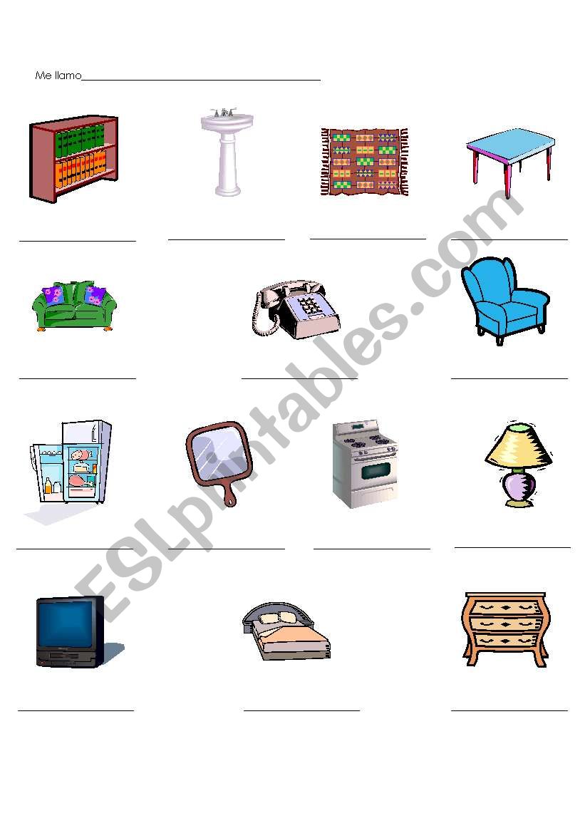 Furniture Vocabulary worksheet