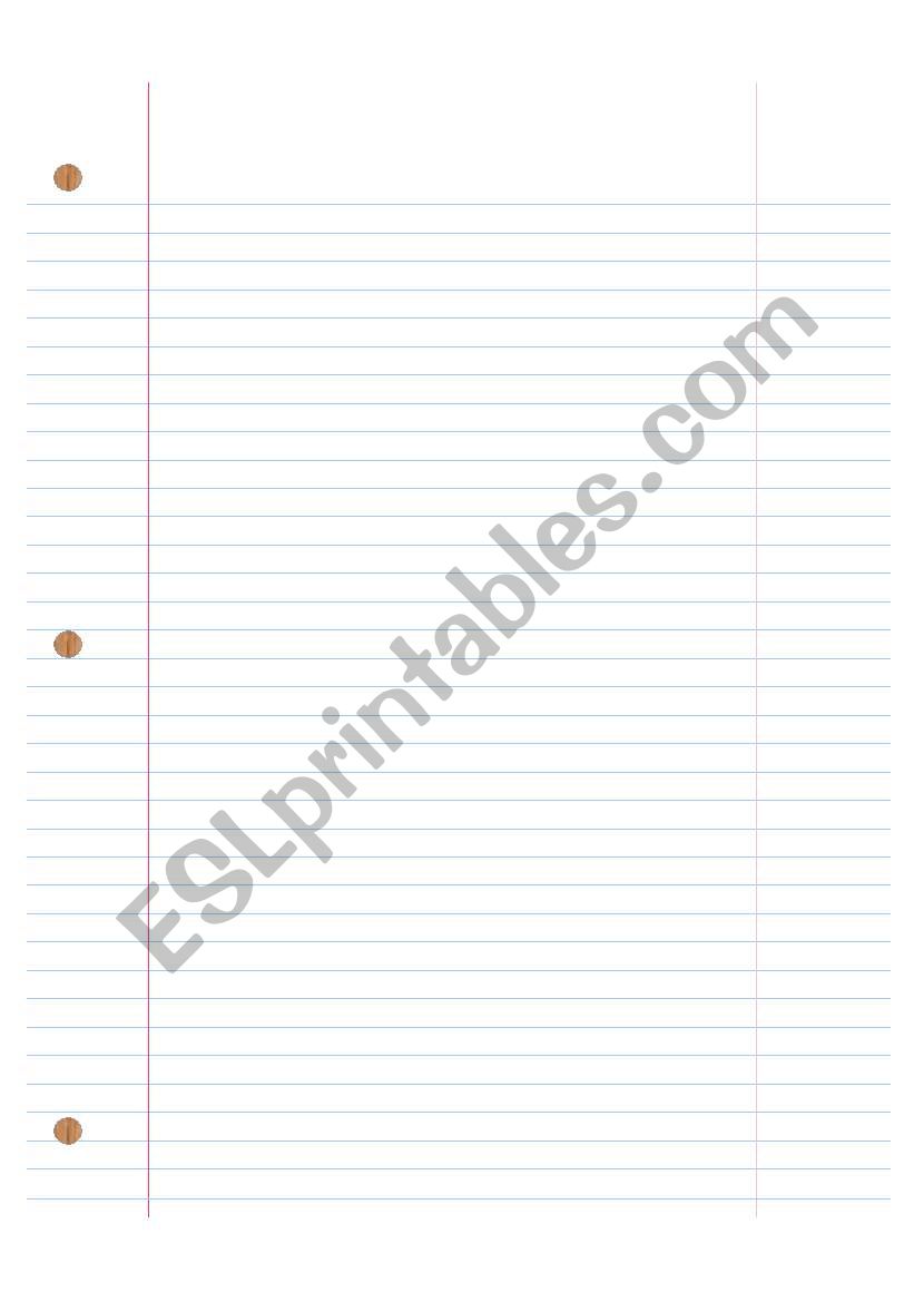 Looseleaf Paper worksheet