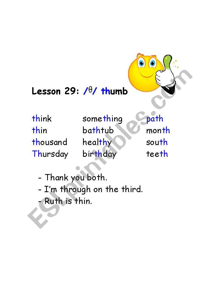 Phonetics- Consonants- sound / 0 / as in thin