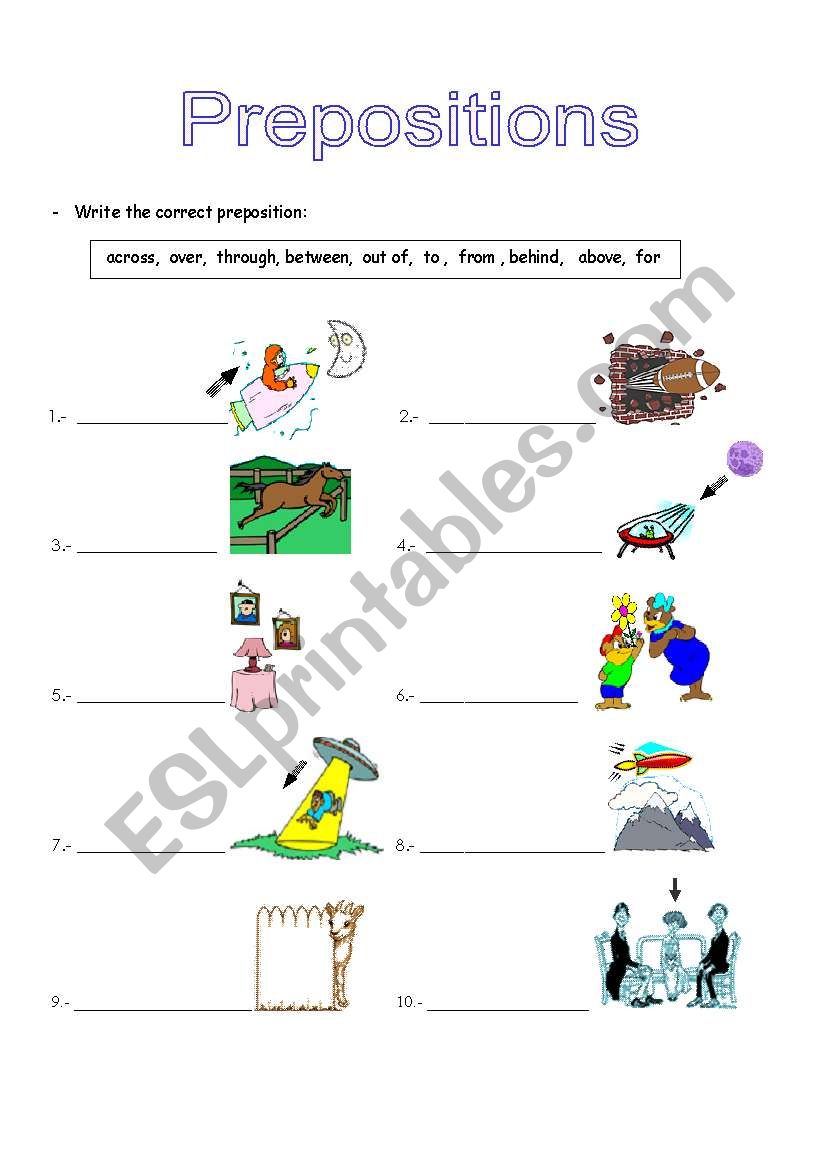 Prepositions worksheet