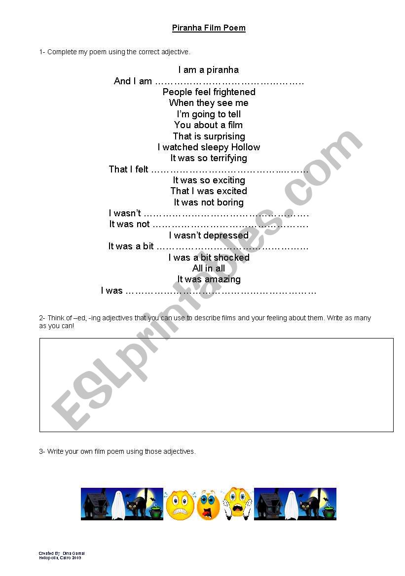 Film Poem worksheet