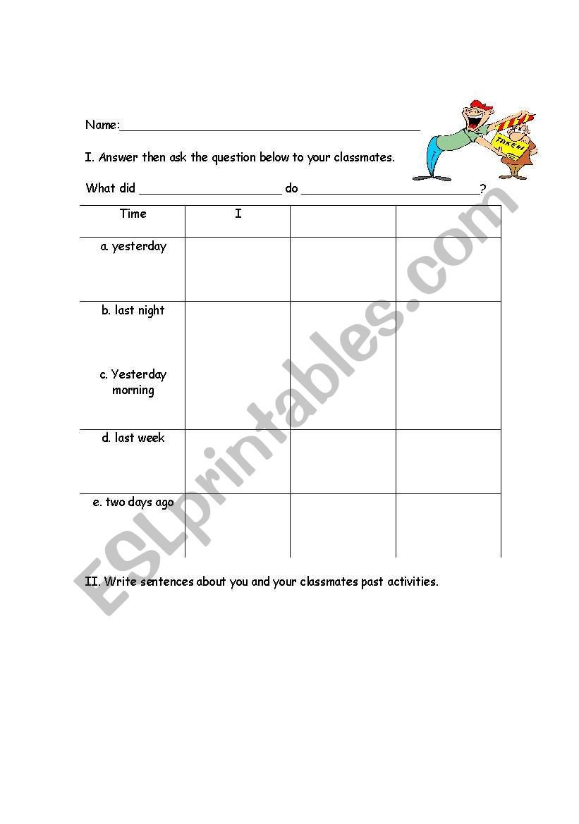 What did you do....? worksheet