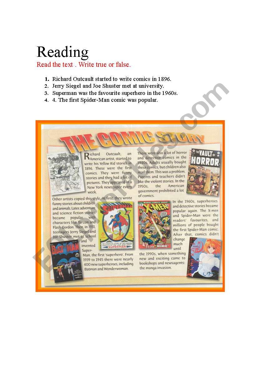 the comic history worksheet