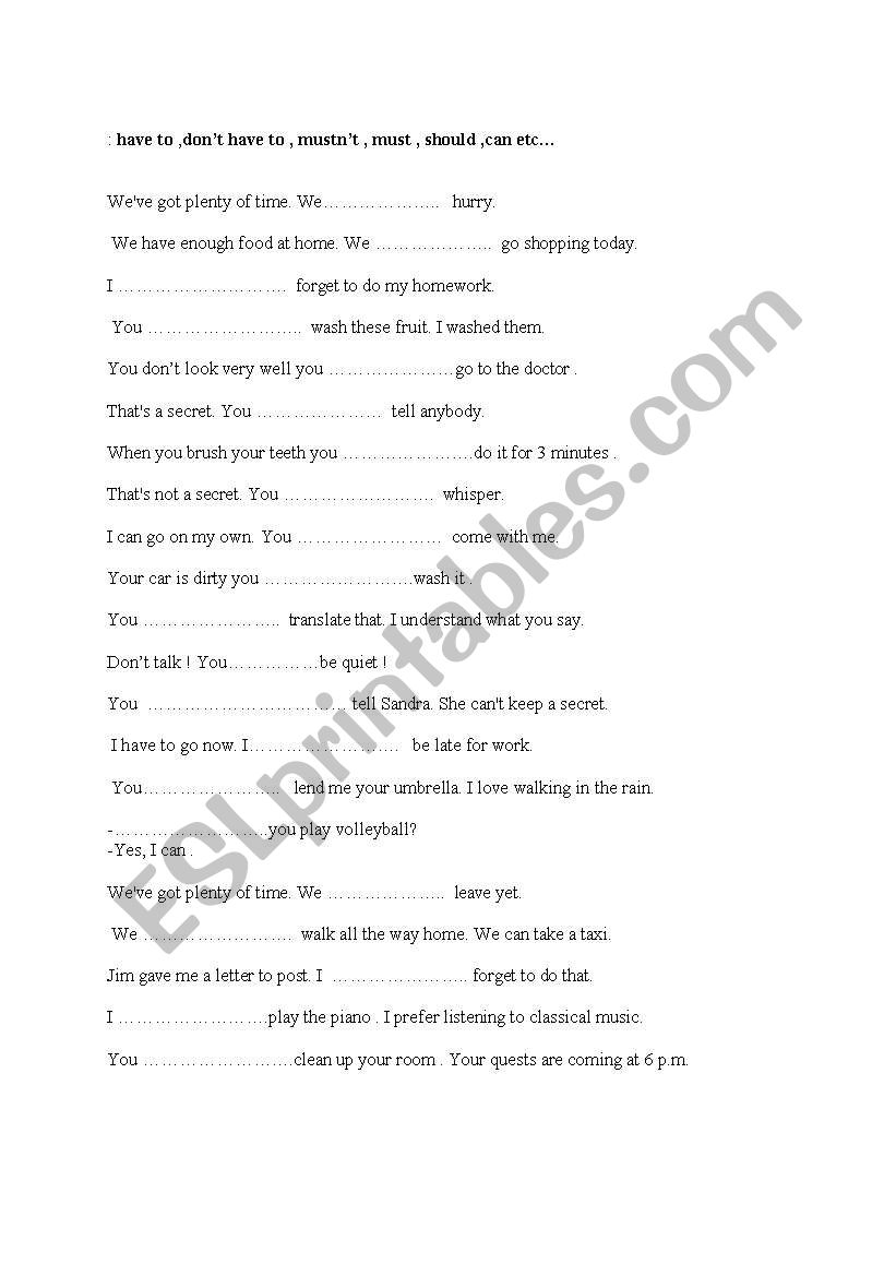 MODAL VERBS worksheet