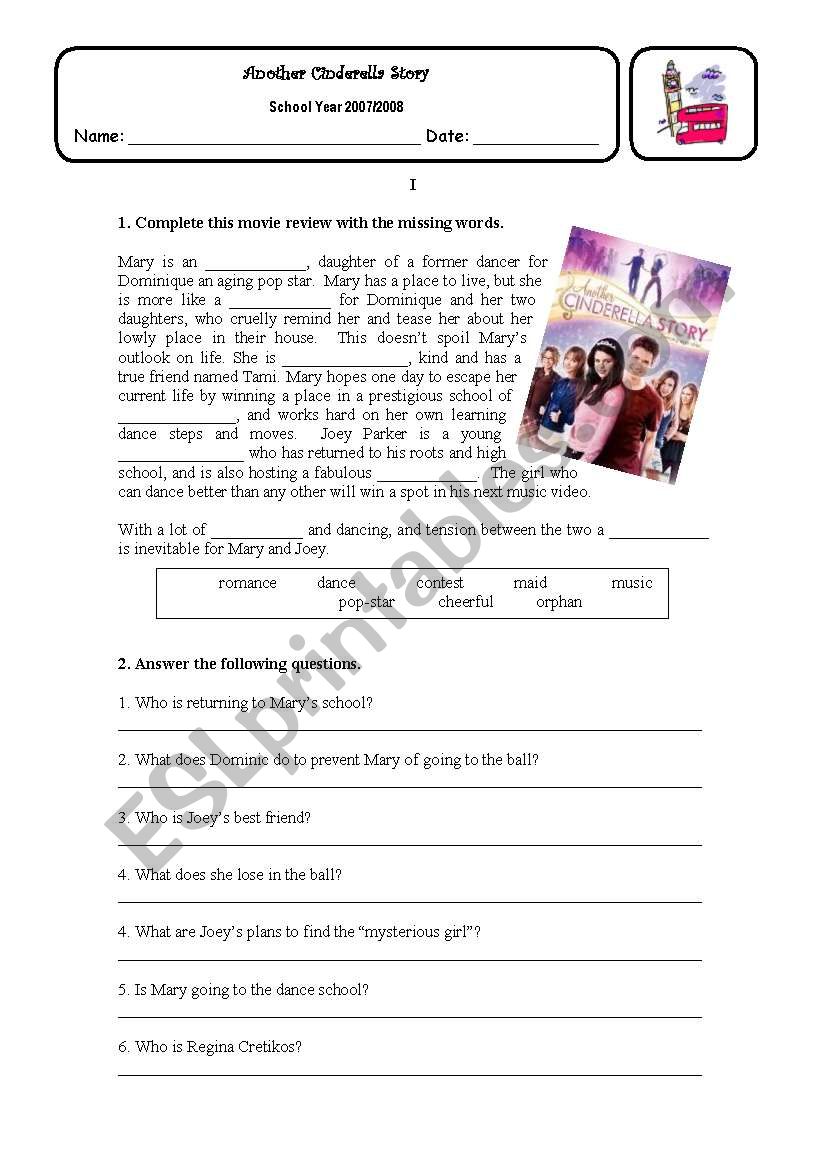 Another Cinderella Story Handout