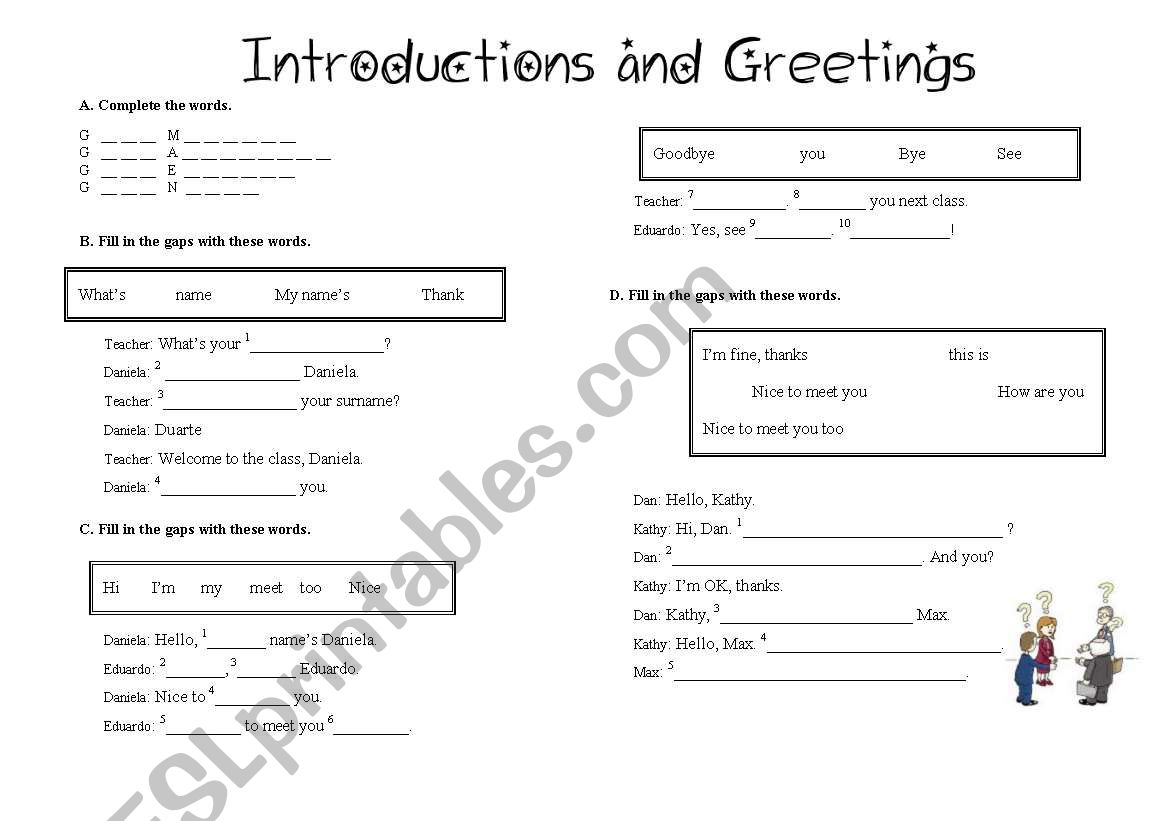 Introductions and Greetings worksheet