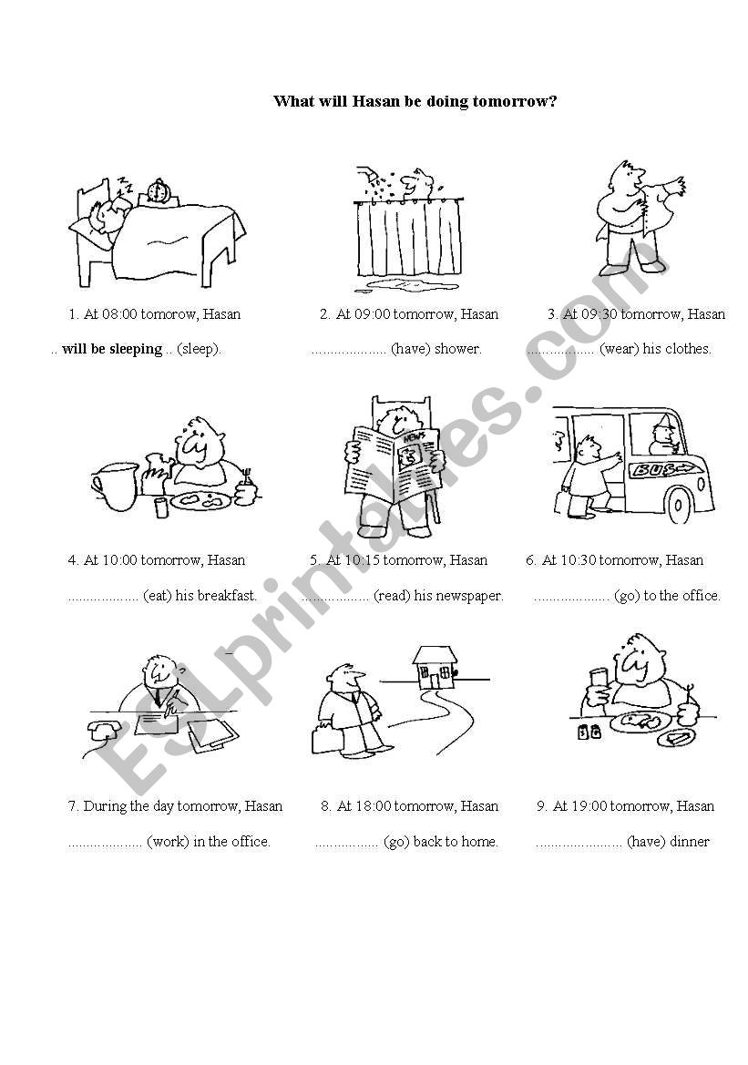 future continuous tense-key included