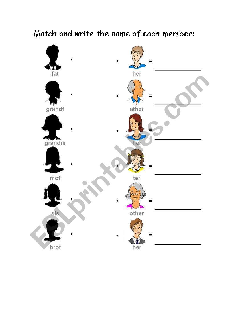 Family Members worksheet