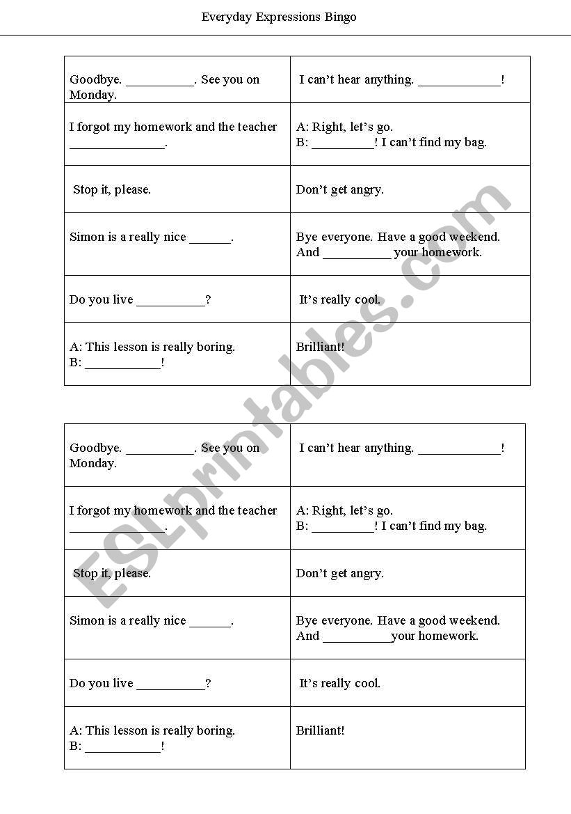 Everyday English worksheet