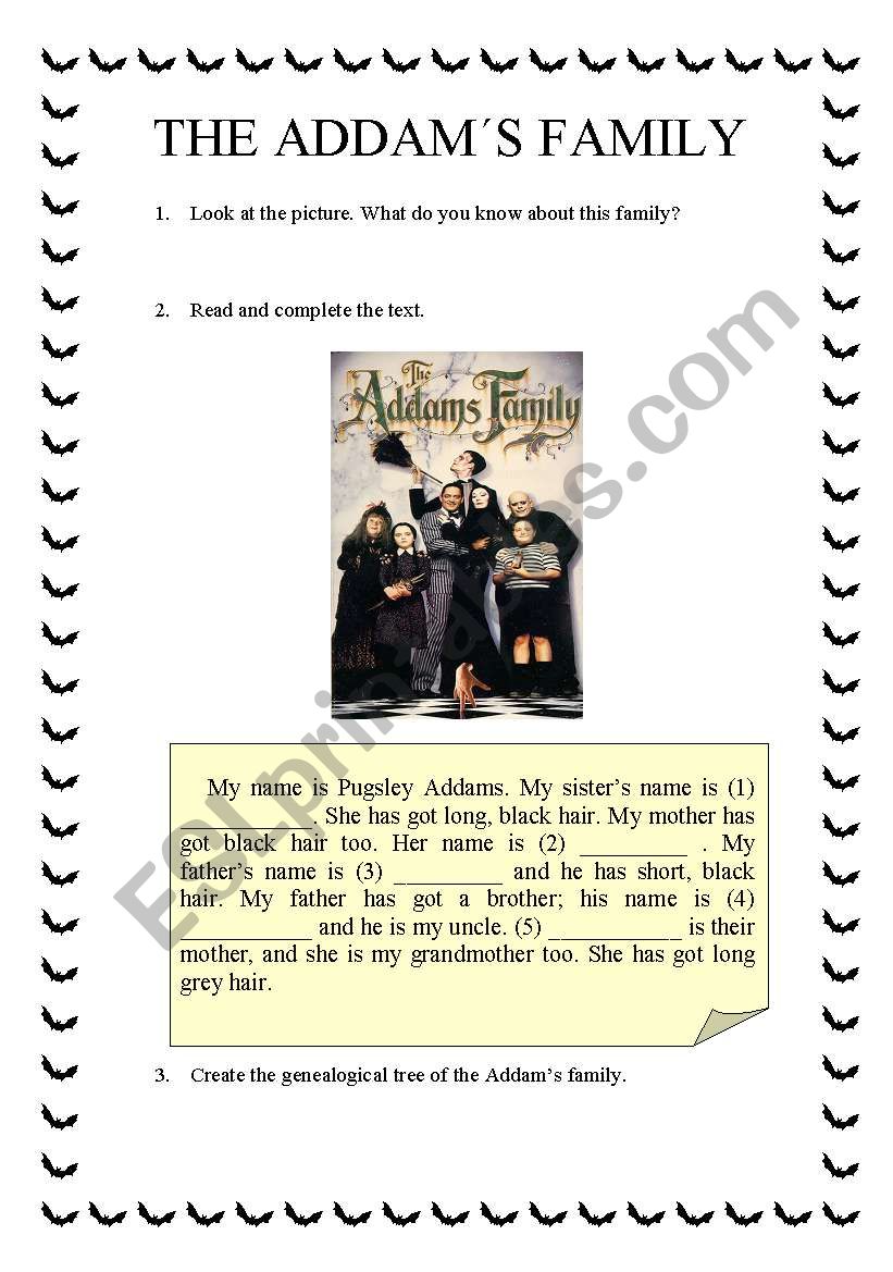The AddamsÂ´ Family worksheet