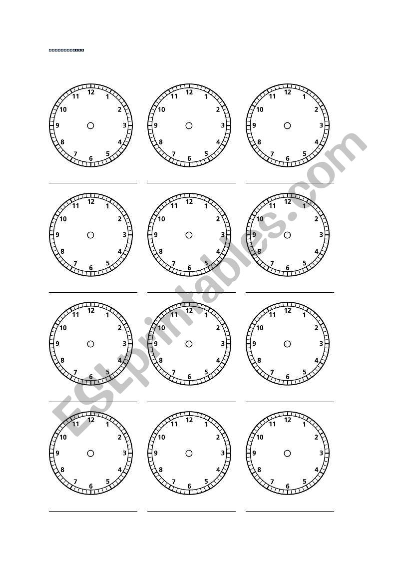 Blank clock worksheet worksheet