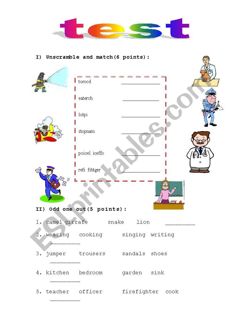 test worksheet