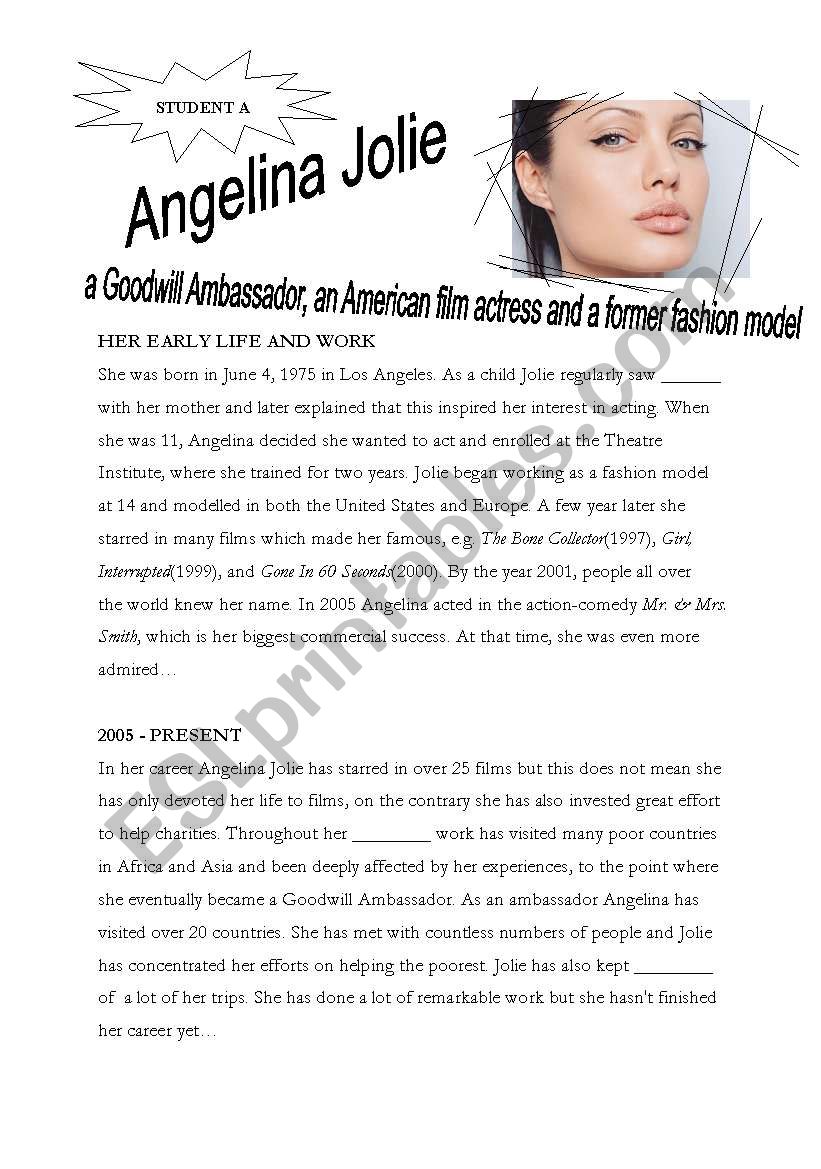 Angelina Jolie - reading/information gap activity