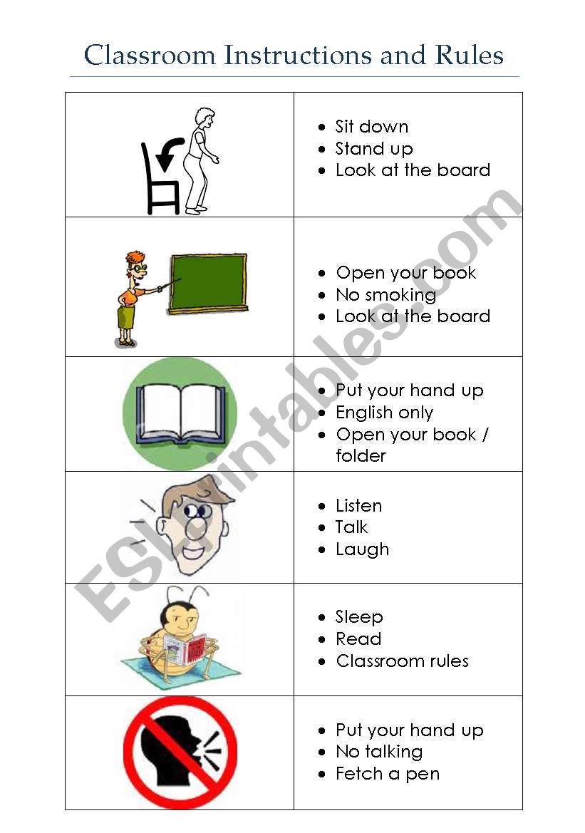 Classroom rules and instructions