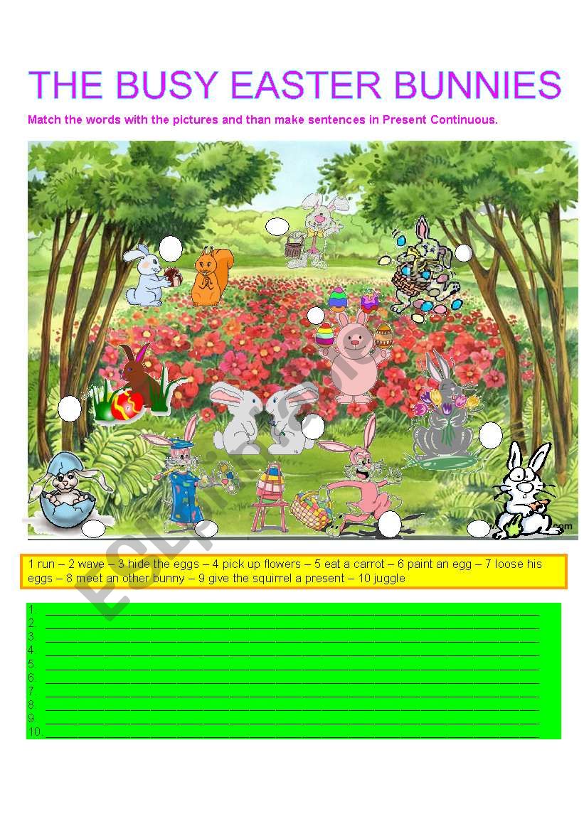 THE BUSY  EASTER BUNNIES worksheet