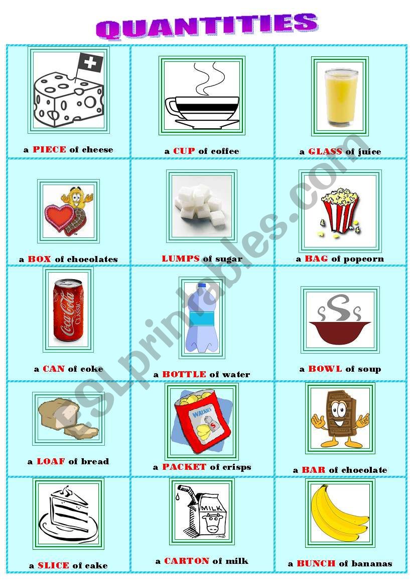 QUANTITIES worksheet