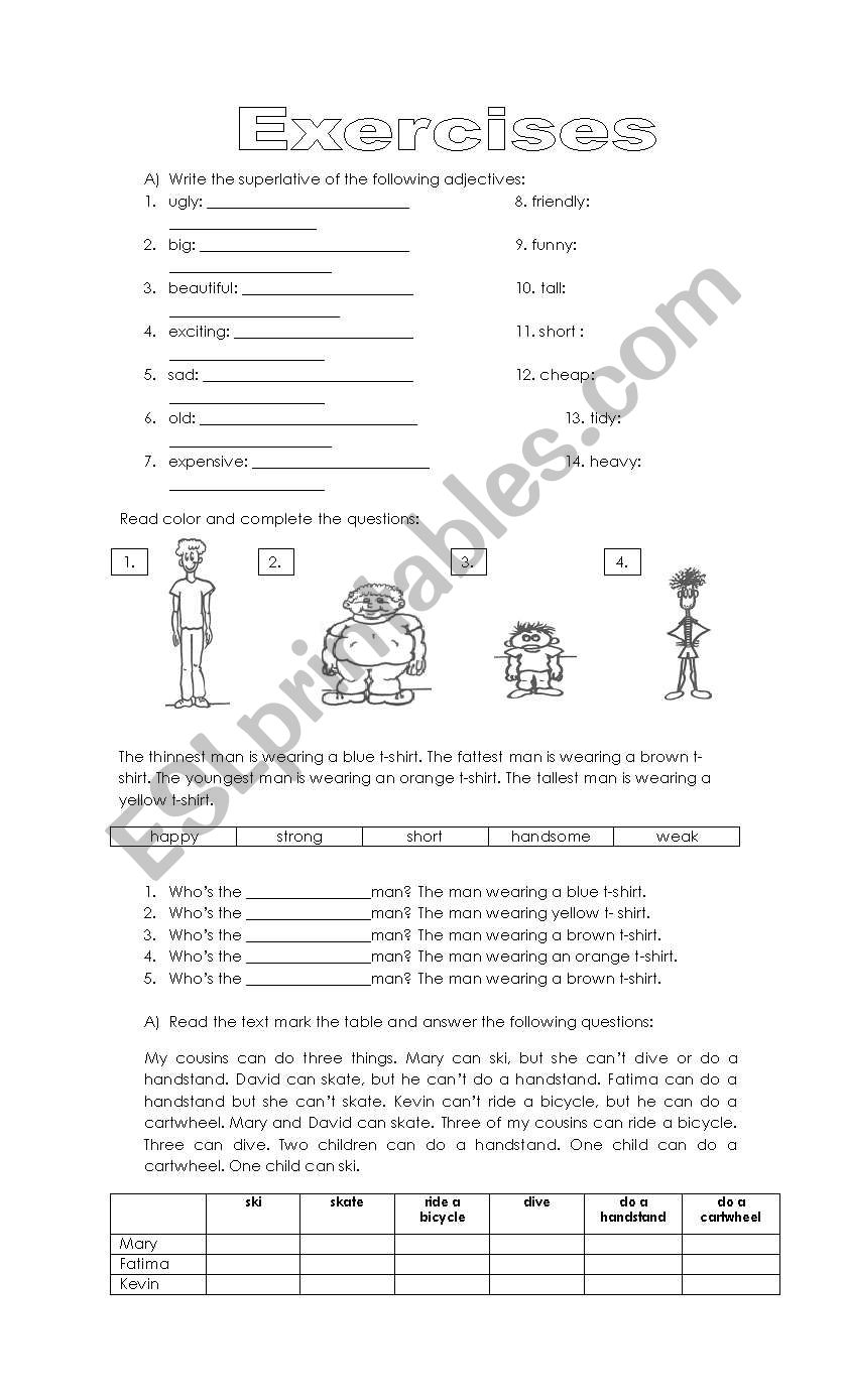 Superlatives worksheet