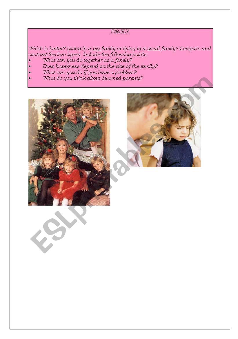 Small/big family worksheet