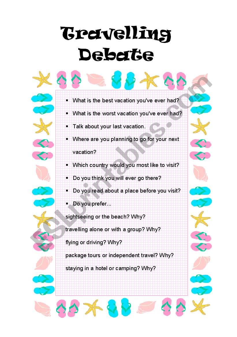 travelling debate worksheet