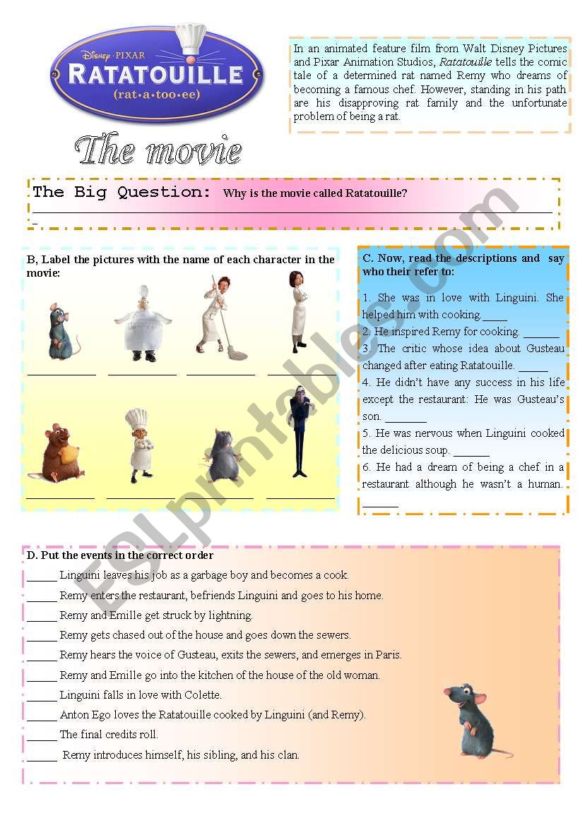 Ratatouille - The movie (1/3) worksheet