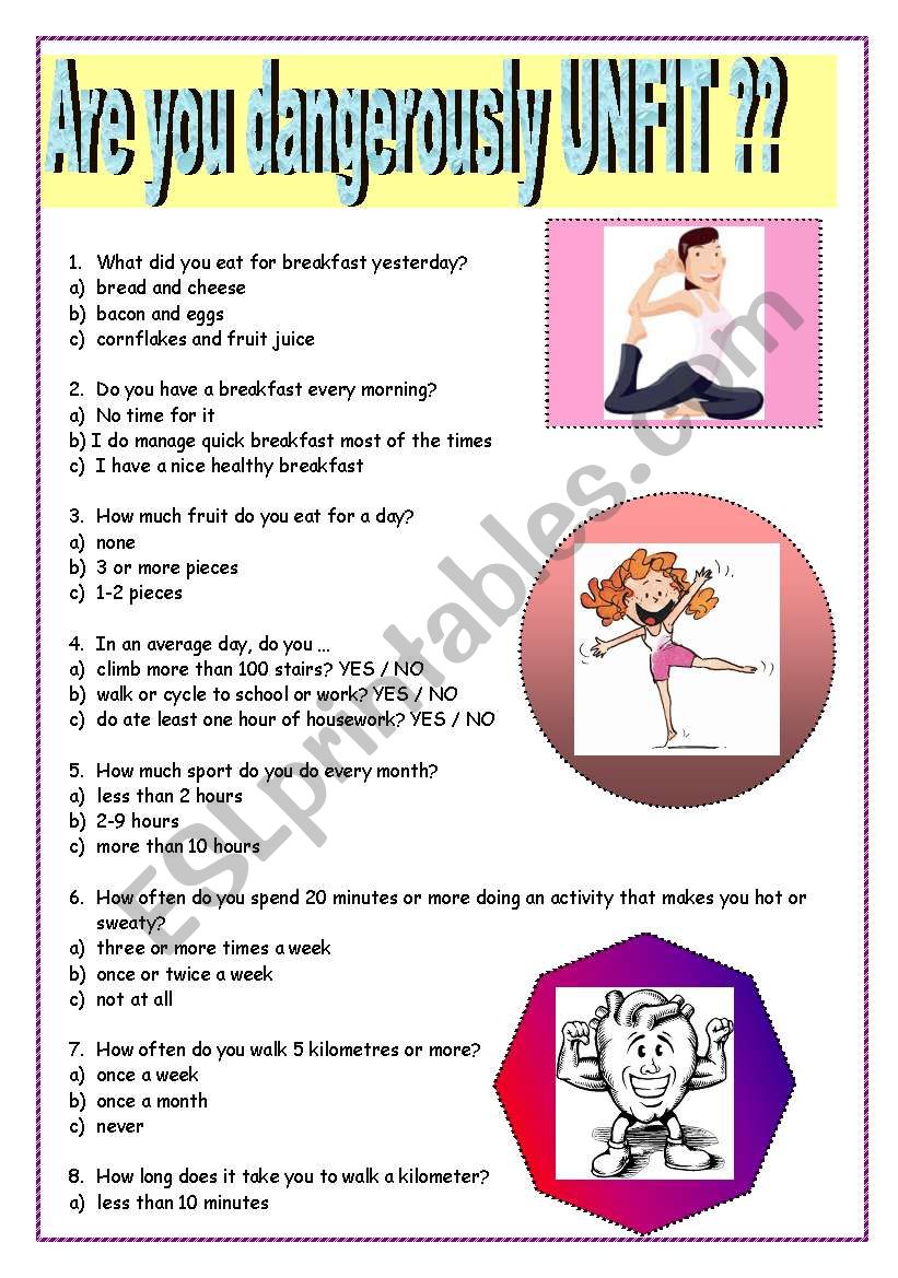 Are you dangerusly UNFIT?? worksheet