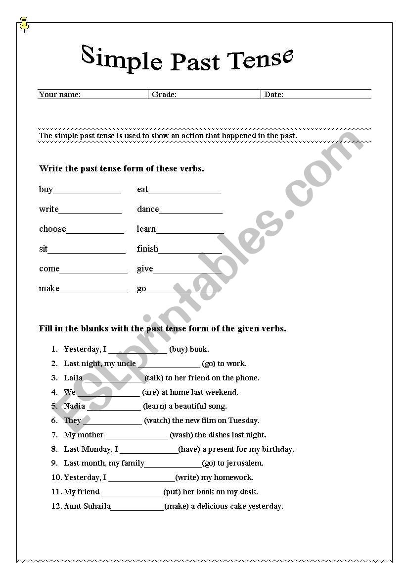 simple past worksheet