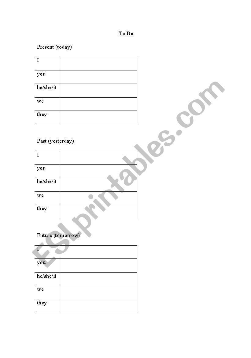To Be worksheet