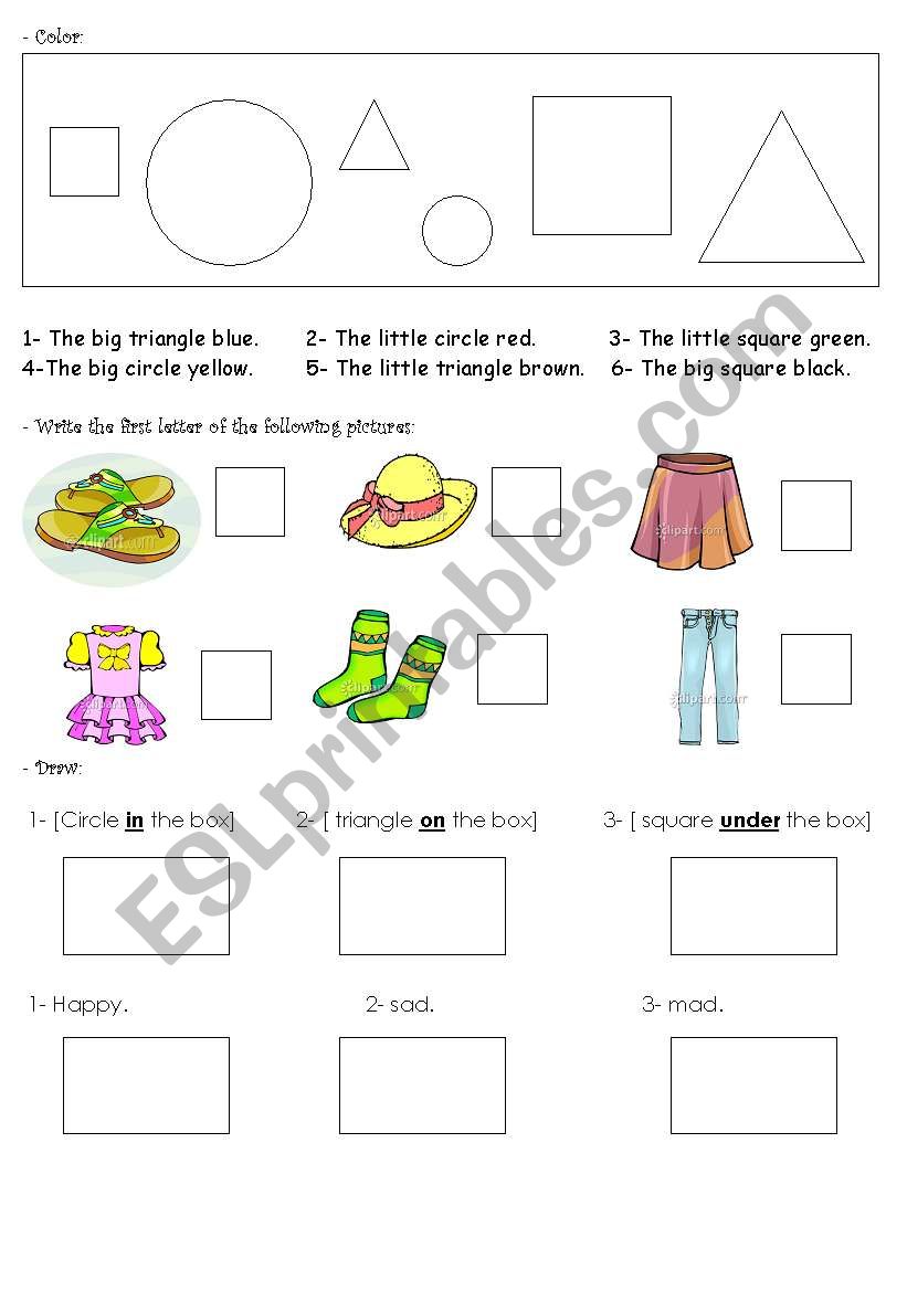 color sapes worksheet