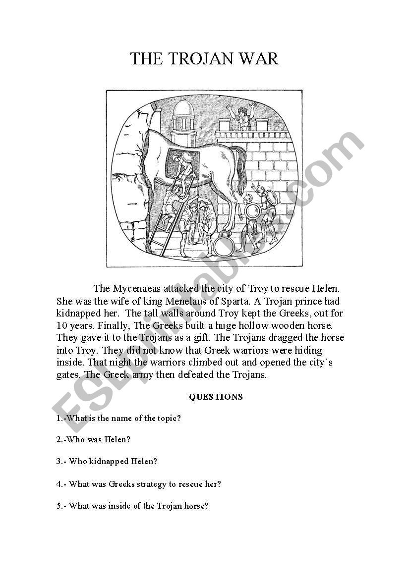 The Troyan War worksheet