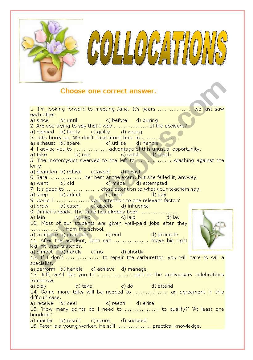 Collocations - multiple choice