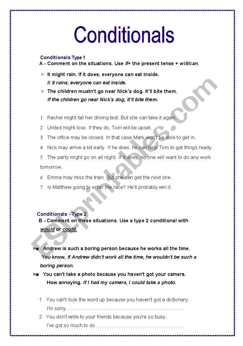 conditionals worksheet