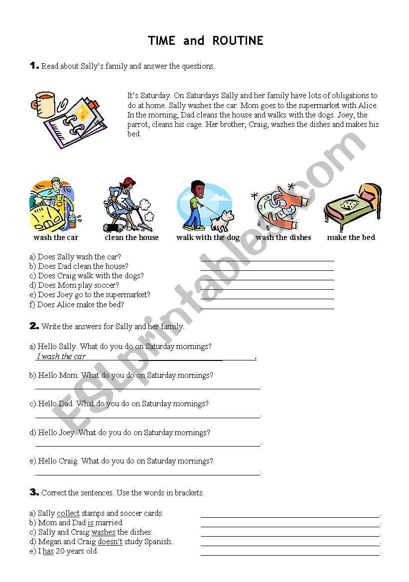 Time and Routine worksheet