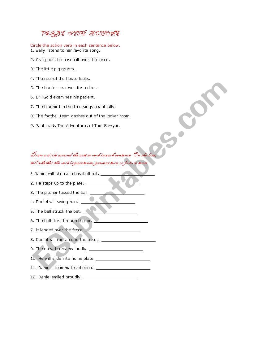 VERBS AND TENSES worksheet