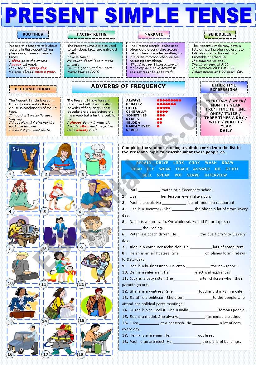 PRESENT SIMPLE TENSE worksheet