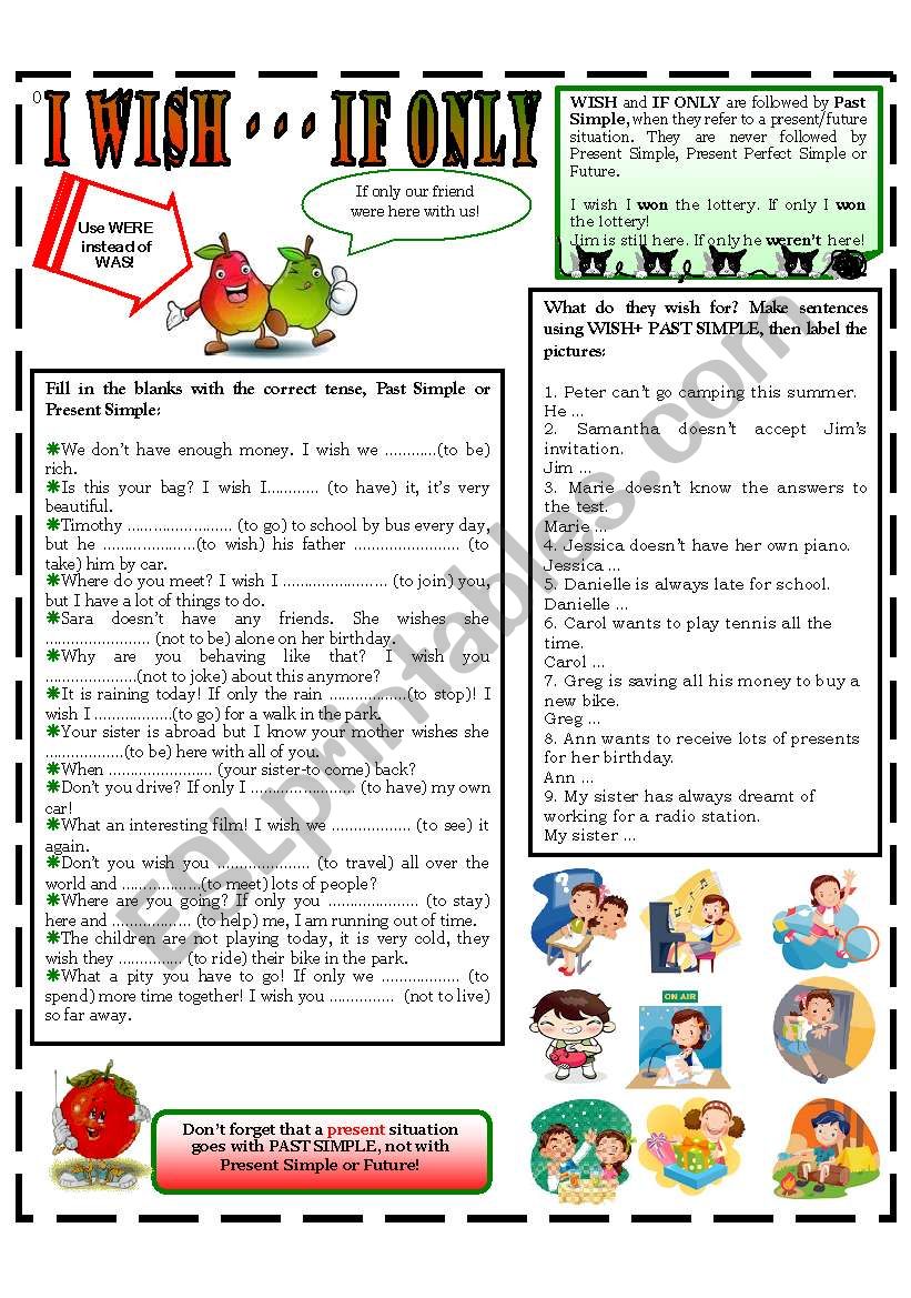 I WISH - - IF ONLY worksheet