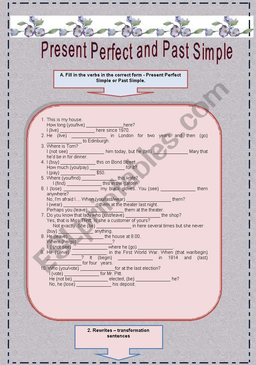 Present Perfect Simpe and Past Simple (2 pages)