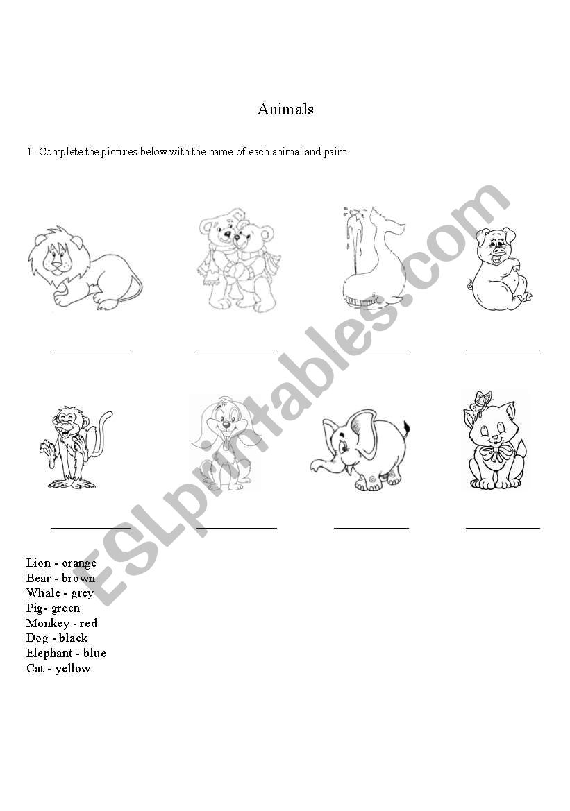 Some animals worksheet