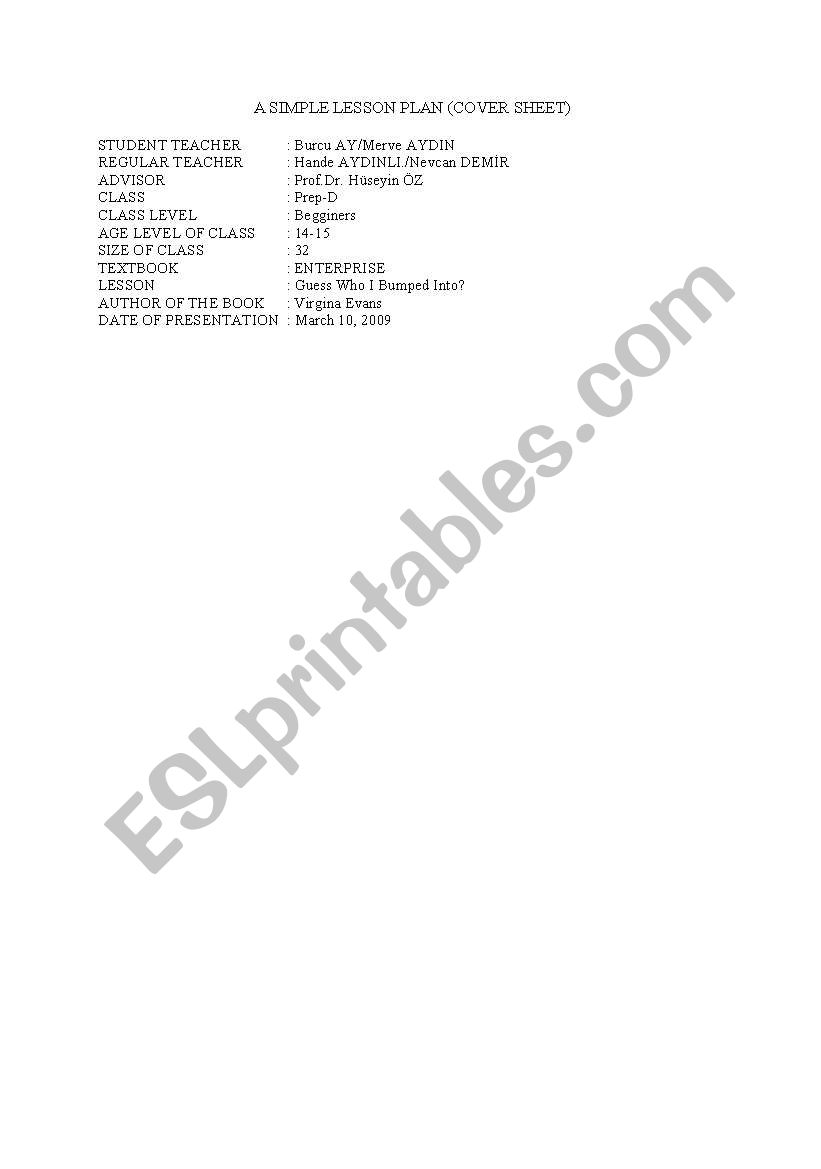 a simple lesson plan worksheet