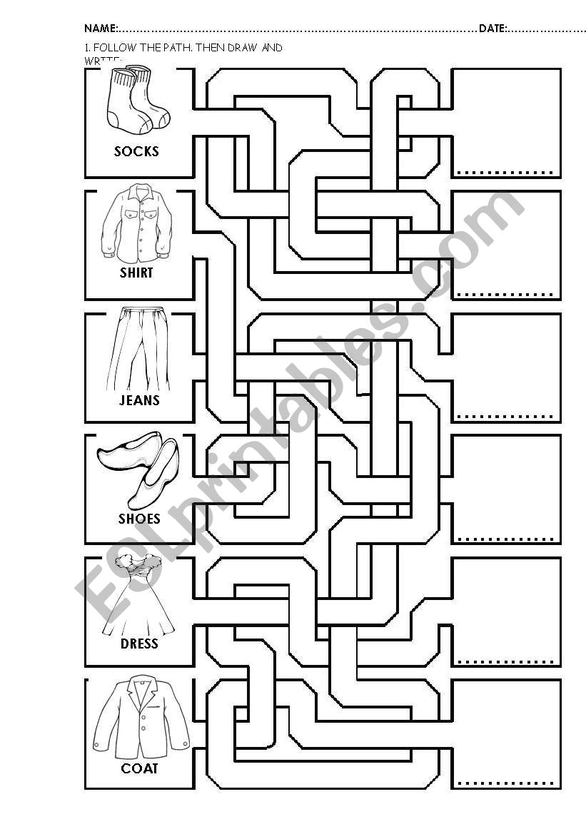 The Clothes worksheet