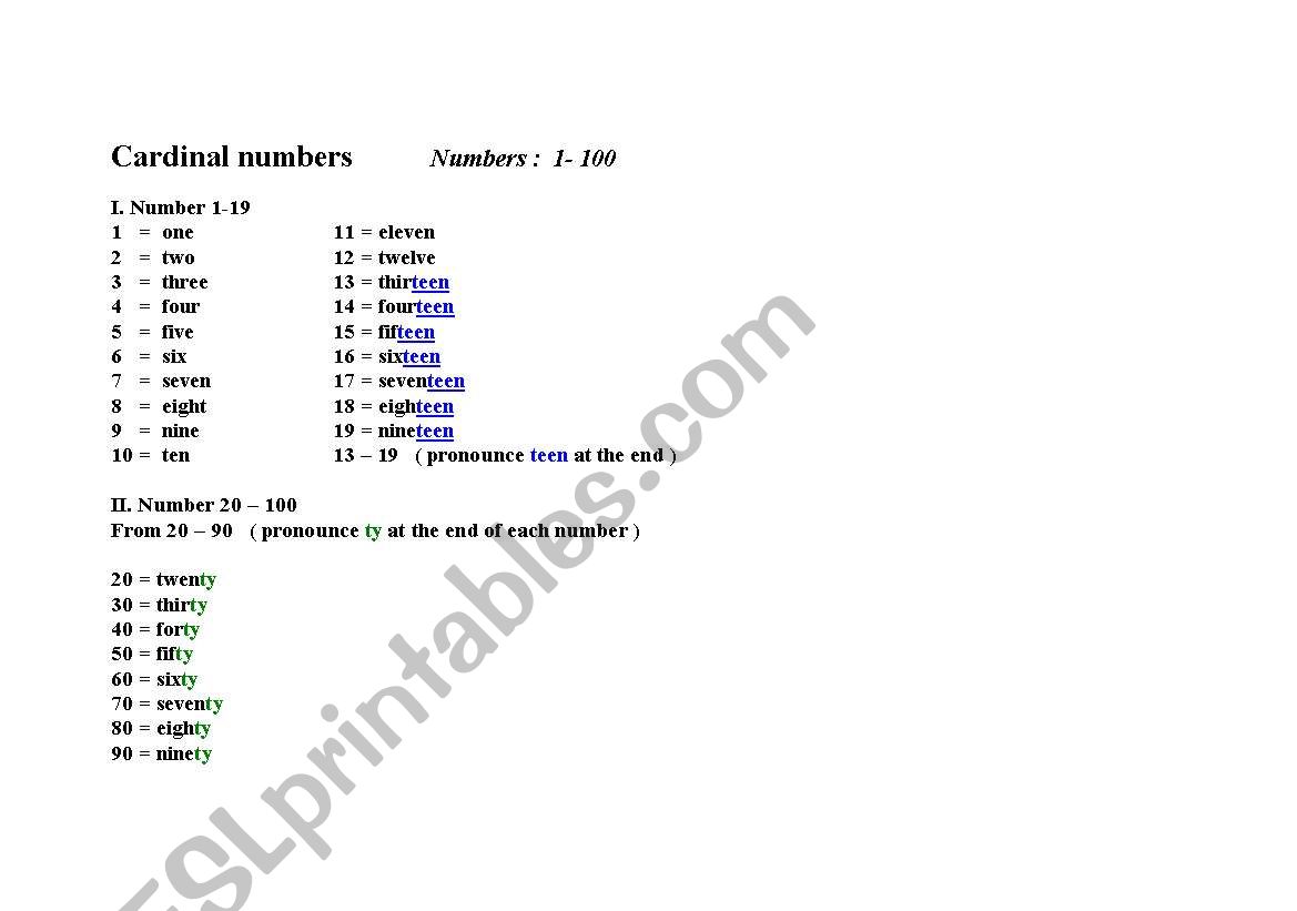 Learning  Numbers from 1- 100 easy easy