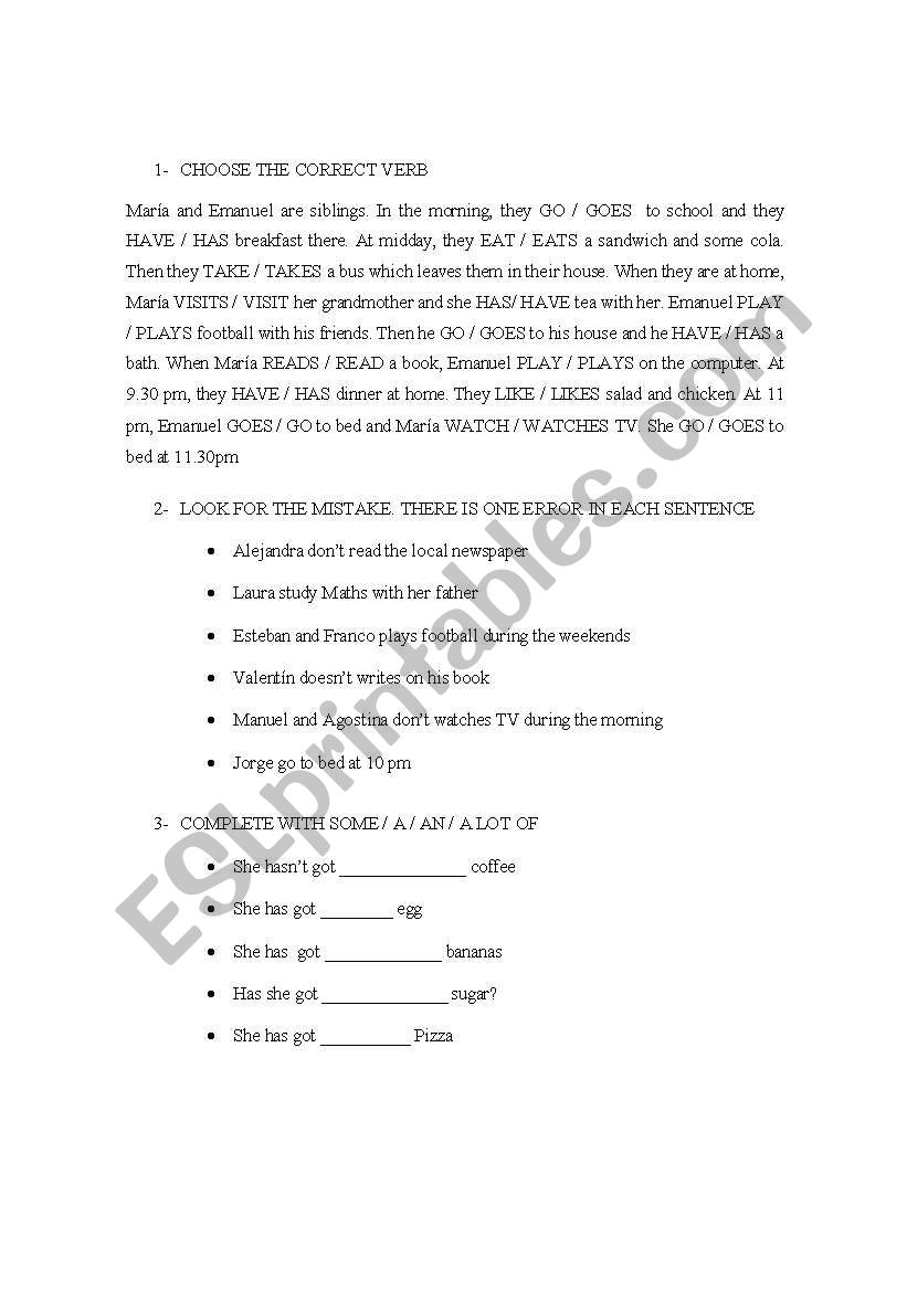 Grammar Exercises worksheet