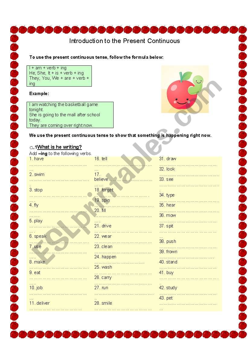 Introduction to the present continuous 