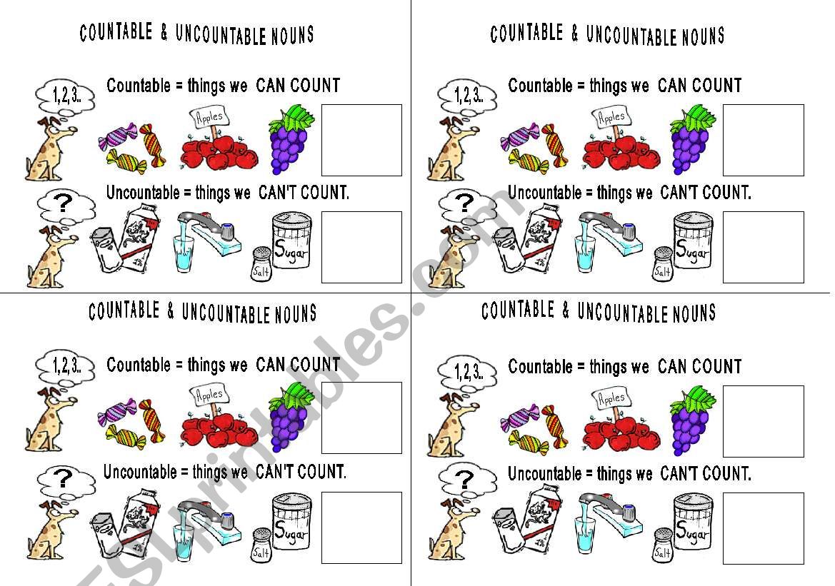 COUNTABLE & UNCOUNTABLE NOUNS worksheet